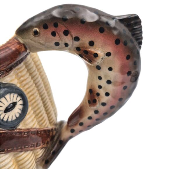 Big Sky Carvers Trout Whimsey Ceramic Teapot RU Finney Fishing 11.5x7x7" - Picture 6 of 14